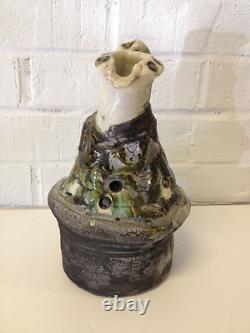 Vintage Jane Reuter Hitzeman Signed Studio Pottery Abstract Decorated Pitcher