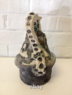 Vintage Jane Reuter Hitzeman Signed Studio Pottery Abstract Decorated Pitcher