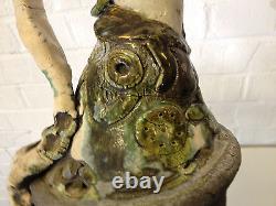 Vintage Jane Reuter Hitzeman Signed Studio Pottery Abstract Decorated Pitcher