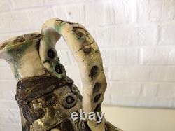 Vintage Jane Reuter Hitzeman Signed Studio Pottery Abstract Decorated Pitcher