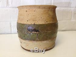 Vintage Jane Reuter Hitzeman Signed Studio Pottery Barrel Form Vase
