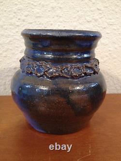 Vintage Jane Reuter Hitzeman Signed Studio Pottery Blue Glazed Vase