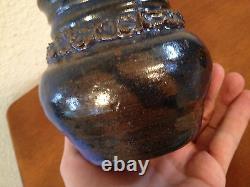 Vintage Jane Reuter Hitzeman Signed Studio Pottery Blue Glazed Vase