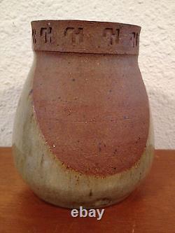 Vintage Jane Reuter Hitzeman Signed Studio Pottery Partially Glazed Vase