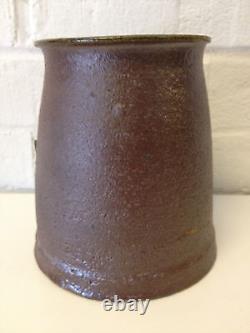 Vintage Jane Reuter Hitzeman Signed Studio Pottery Vase w Line / Face Decoration