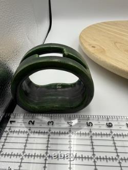 Vintage Japanese Green Glazed Ikebana Vase Signed Mid-Century Studio Pottery