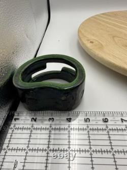 Vintage Japanese Green Glazed Ikebana Vase Signed Mid-Century Studio Pottery