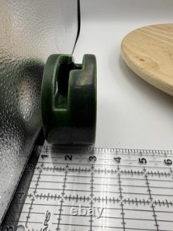 Vintage Japanese Green Glazed Ikebana Vase Signed Mid-Century Studio Pottery