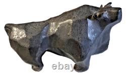 Vintage Japanese MCM Cubist Bull Studio Pottery Sculpture Signed Modernist