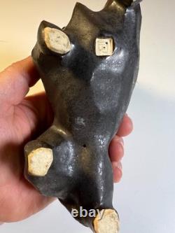 Vintage Japanese MCM Cubist Bull Studio Pottery Sculpture Signed Modernist
