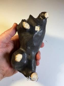 Vintage Japanese MCM Cubist Bull Studio Pottery Sculpture Signed Modernist