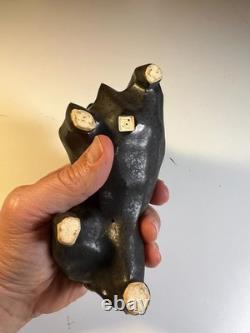 Vintage Japanese MCM Cubist Bull Studio Pottery Sculpture Signed Modernist