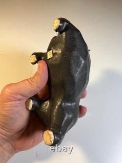 Vintage Japanese MCM Cubist Bull Studio Pottery Sculpture Signed Modernist