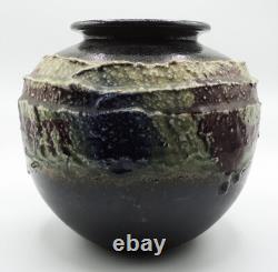 Vintage Japanese Studio Art Pottery Large Mid Century Drip Glaze Vase Signed