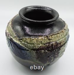 Vintage Japanese Studio Art Pottery Large Mid Century Drip Glaze Vase Signed