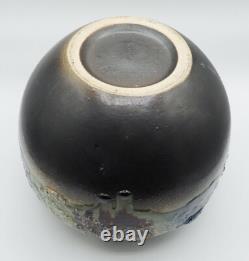 Vintage Japanese Studio Art Pottery Large Mid Century Drip Glaze Vase Signed