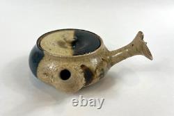 Vintage Japanese Studio Pottery Handmade Tokoname Stoneware Teapot Crackle Glaze