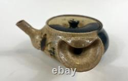 Vintage Japanese Studio Pottery Handmade Tokoname Stoneware Teapot Crackle Glaze