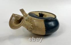 Vintage Japanese Studio Pottery Handmade Tokoname Stoneware Teapot Crackle Glaze
