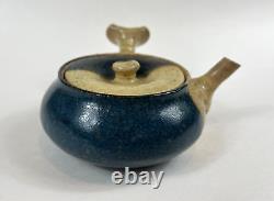 Vintage Japanese Studio Pottery Handmade Tokoname Stoneware Teapot Crackle Glaze