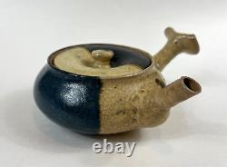 Vintage Japanese Studio Pottery Handmade Tokoname Stoneware Teapot Crackle Glaze