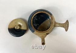 Vintage Japanese Studio Pottery Handmade Tokoname Stoneware Teapot Crackle Glaze