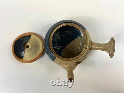Vintage Japanese Studio Pottery Handmade Tokoname Stoneware Teapot Crackle Glaze