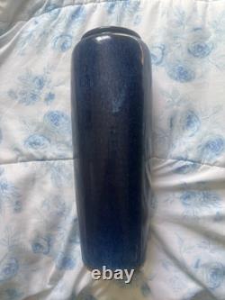 Vintage Japanese-Style Cobalt Blue Flambé Vase Studio Pottery