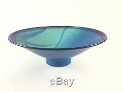 Vintage Japanese Style Studio Pottery Bowl Blue Glaze Mark Bisque Simon Pearce