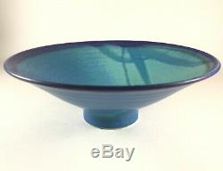 Vintage Japanese Style Studio Pottery Bowl Blue Glaze Mark Bisque Simon Pearce