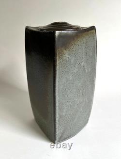 Vintage Japanese Style Studio Pottery Square Curved Bottle Vase