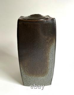 Vintage Japanese Style Studio Pottery Square Curved Bottle Vase