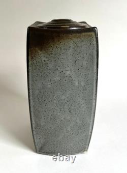Vintage Japanese Style Studio Pottery Square Curved Bottle Vase