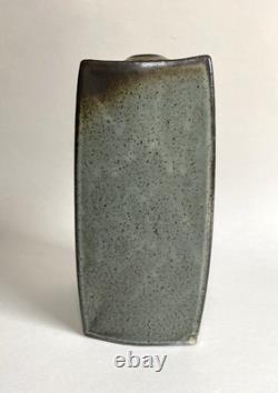 Vintage Japanese Style Studio Pottery Square Curved Bottle Vase