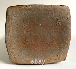 Vintage Japanese Style Studio Pottery Square Curved Bottle Vase