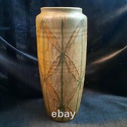 Vintage Japanese studio art pottery vase, red ware signed in Kanji