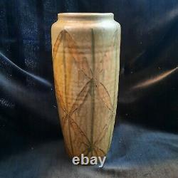 Vintage Japanese studio art pottery vase, red ware signed in Kanji