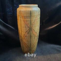 Vintage Japanese studio art pottery vase, red ware signed in Kanji