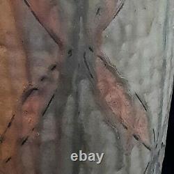 Vintage Japanese studio art pottery vase, red ware signed in Kanji