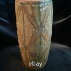 Vintage Japanese studio art pottery vase, red ware signed in Kanji