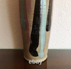 Vintage Jarrett West Studio Pottery Drip Glaze Vase, 1988 Santa Fe NM 13.5