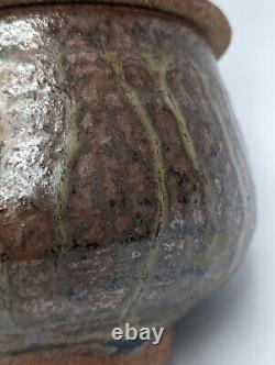 Vintage Jeff Oestreich Footed Sugar Jam Jar Unsigned Studio Art Pottery MCM