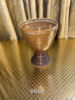 Vintage Joe Arnett Signed Studio Pottery Communion Set Chalice & Paten Cross XL
