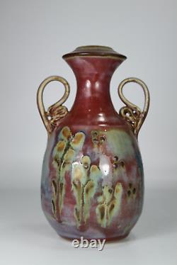 Vintage John Calver British Studio Art Pottery Vase SIGNED 19.5cm