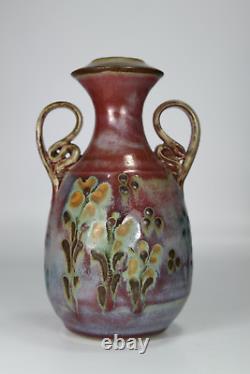Vintage John Calver British Studio Art Pottery Vase SIGNED 19.5cm