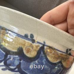 Vintage John Fassbinder Studio Pottery 8.75 Bowl Mixing/Serving, Has Crack