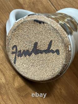 Vintage John Fassbinder studio pottery Pitcher mid century modern art 8 1/4 in