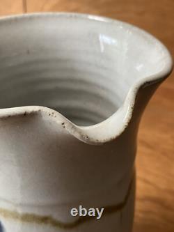 Vintage John Fassbinder studio pottery Pitcher mid century modern art 8 1/4 in