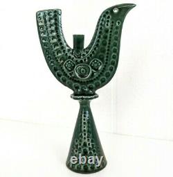 Vintage John Ffrench JFF Bird Green Candle Holder Arklow Studio Pottery Ireland