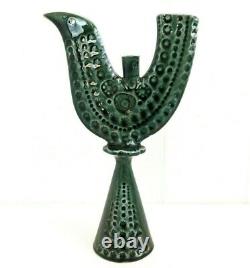 Vintage John Ffrench JFF Bird Green Candle Holder Arklow Studio Pottery Ireland